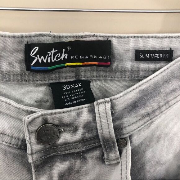 SWITCH Remarkable JEANS MEN'S 30 Acid Washed RIPPED Slim Taper PATCHES Hallyu - Picture 7 of 11